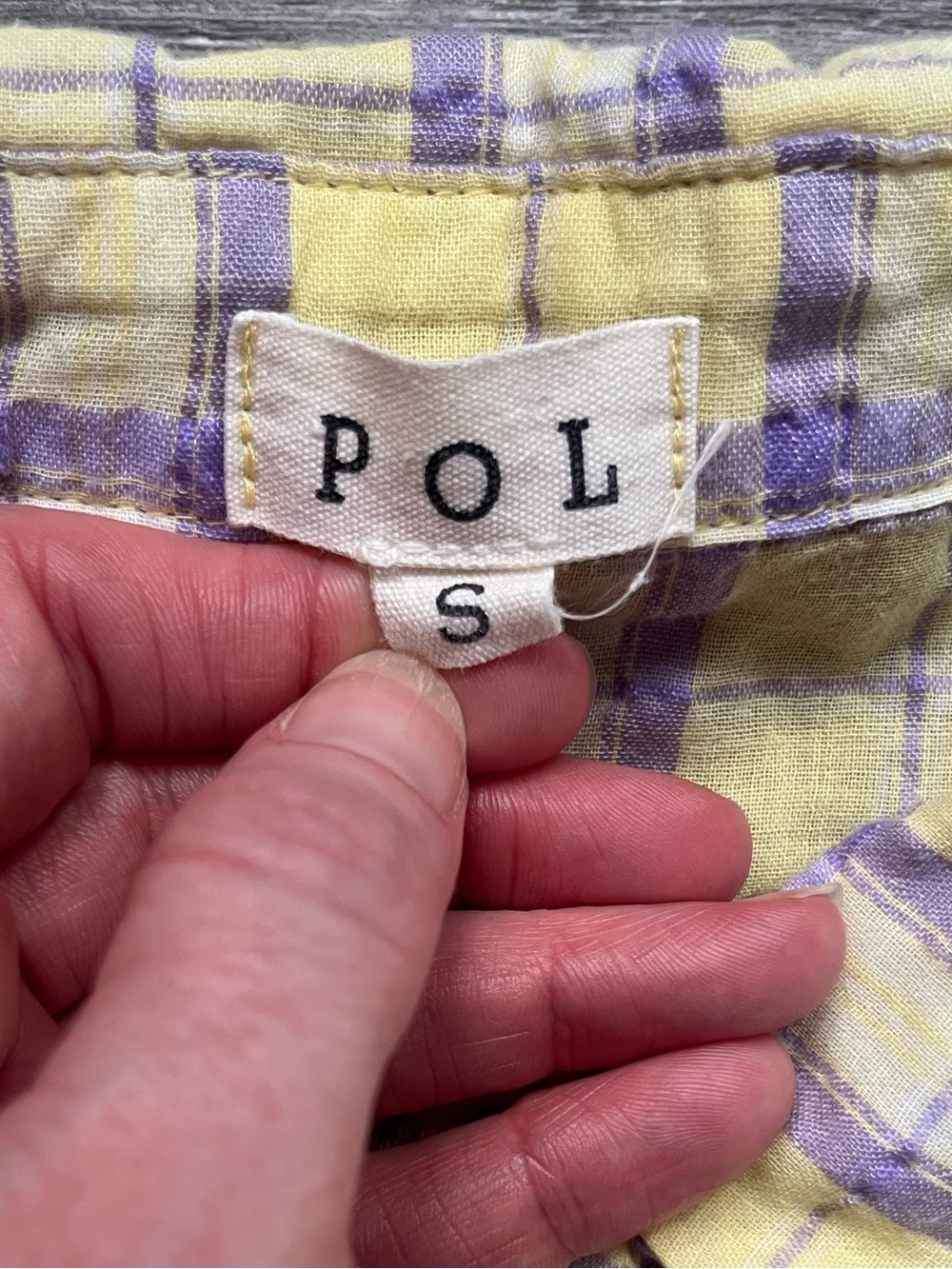 Pol Yellow Purple Lightweight 100% Cotton Oversized Crinkle Button Down Shirt S - Picture 4 of 8